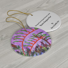 Load image into Gallery viewer, Original artwork front, description on back. Thick high-quality porcelain. 7cm diameter. Comes w/ ribbon by Kerry Sandhu Art