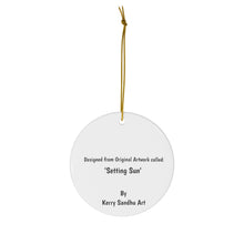 Load image into Gallery viewer, Original artwork front, description on back. Thick high-quality porcelain. 7cm diameter. Comes w/ ribbon by Kerry Sandhu Art