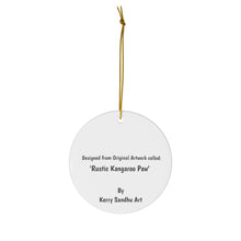 Load image into Gallery viewer, Original artwork front, description on back. Thick high-quality porcelain. 7cm diameter. Comes w/ ribbon by Kerry Sandhu Art
