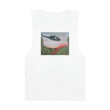 Load image into Gallery viewer, Regular fit sleeveless tank tee is 100% light cotton w/ low &amp; raw (unsewn) armholes by Kerry Sandhu Art. 7 ANZAC designs
