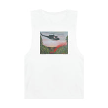 Load image into Gallery viewer, Regular fit sleeveless tank tee is 100% light cotton w/ low & raw (unsewn) armholes by Kerry Sandhu Art. 7 ANZAC designs