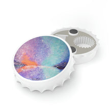 Load image into Gallery viewer, Plastic exterior w/ metallic bottom, magnetic back, 2 different opening mechanisms, matte finish. Art by Kerry Sandhu Art