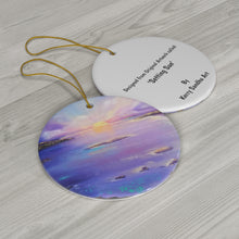 Load image into Gallery viewer, Original artwork front, description on back. Thick high-quality porcelain. 7cm diameter. Comes w/ ribbon by Kerry Sandhu Art