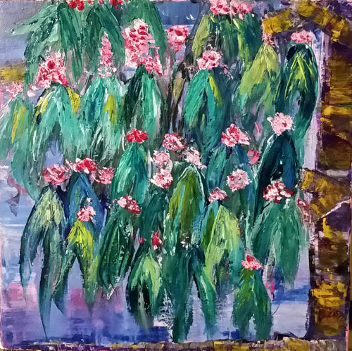 Original painting of part of a flowering gum tree by Kerry Sandhu Art