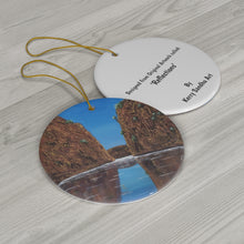 Load image into Gallery viewer, Original artwork front, description on back. Thick high-quality porcelain. 7cm diameter. Comes w/ ribbon by Kerry Sandhu Art