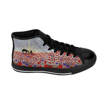 Load image into Gallery viewer, Stand out in a crowd with these comfortable high-top canvas sneakers with a high quality print by Kerry Sandhu Art