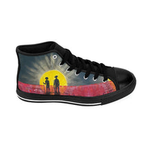 Load image into Gallery viewer, Stand out in a crowd with these comfortable high-top canvas sneakers with a high quality print by Kerry Sandhu Art