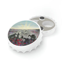 Load image into Gallery viewer, Plastic exterior w/ metallic bottom, magnetic back, 2 different opening mechanisms, matte finish. Art by Kerry Sandhu Art