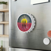 Load image into Gallery viewer, Plastic exterior w/ metallic bottom, magnetic back, 2 different opening mechanisms, matte finish. Art by Kerry Sandhu Art