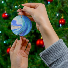 Load image into Gallery viewer, Original artwork front, description on back. Thick high-quality porcelain. 7cm diameter. Comes w/ ribbon by Kerry Sandhu Art