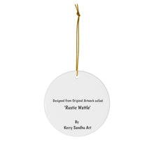 Load image into Gallery viewer, Original artwork front, description on back. Thick high-quality porcelain. 7cm diameter. Comes w/ ribbon by Kerry Sandhu Art