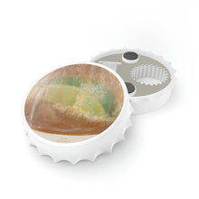 Load image into Gallery viewer, Plastic exterior w/ metallic bottom, magnetic back, 2 different opening mechanisms, matte finish. Art by Kerry Sandhu Art