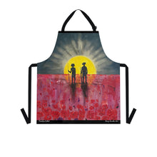 Load image into Gallery viewer, Apron - lightweight, silky finish 100% polyester, two front pockets. Many original artwork designs by Kerry Sandhu Art