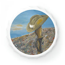 Load image into Gallery viewer, Plastic exterior w/ metallic bottom, magnetic back, 2 different opening mechanisms, matte finish. Art by Kerry Sandhu Art