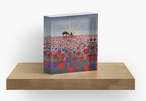 Vibrant back mounted photographic prints, 2.5cm thick solid free-standing acrylic block. Original artwork by Kerry Sandhu Art