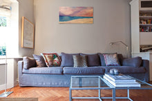 Load image into Gallery viewer, Original painting of a pastel sunset over calm waters at Cottesloe Beach in Western Australia featuring the iconic pylon