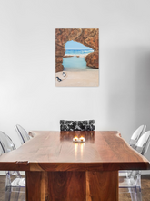 Load image into Gallery viewer, Original artwork of penguins walking up a rocklined beach by Kerry Sandhu Art