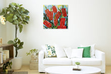 Load image into Gallery viewer, Original painting of a red bottle brushes by Kerry Sandhu Art