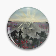 Load image into Gallery viewer, Collectible pins designed from original paintings inspired by the ANZAC Legacy. 7 designs available by Kerry Sandhu Art