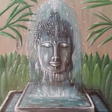 Load image into Gallery viewer, Original painting of a serene buddha head water feature / fountain by Kerry Sandhu Art
