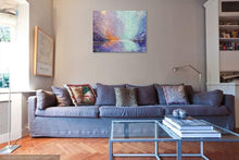 Load image into Gallery viewer, Original painting of a colourful sunset reflected on the water with a bright soul star by Kerry Sandhu Art