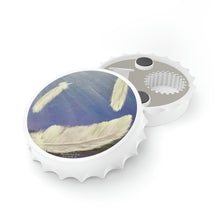 Load image into Gallery viewer, Plastic exterior w/ metallic bottom, magnetic back, 2 different opening mechanisms, matte finish. Art by Kerry Sandhu Art