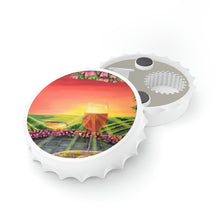 Load image into Gallery viewer, Plastic exterior w/ metallic bottom, magnetic back, 2 different opening mechanisms, matte finish. Art by Kerry Sandhu Art