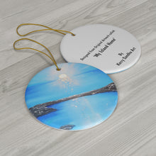 Load image into Gallery viewer, Original artwork front, description on back. Thick high-quality porcelain. 7cm diameter. Comes w/ ribbon by Kerry Sandhu Art