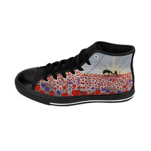 Load image into Gallery viewer, Stand out in a crowd with these comfortable high-top canvas sneakers with a high quality print by Kerry Sandhu Art