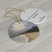 Load image into Gallery viewer, Original artwork front, description on back. Thick high-quality porcelain. 7cm diameter. Comes w/ ribbon by Kerry Sandhu Art