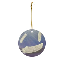 Load image into Gallery viewer, Original artwork front, description on back. Thick high-quality porcelain. 7cm diameter. Comes w/ ribbon by Kerry Sandhu Art