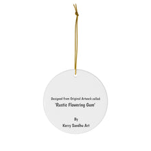 Load image into Gallery viewer, Original artwork front, description on back. Thick high-quality porcelain. 7cm diameter. Comes w/ ribbon by Kerry Sandhu Art