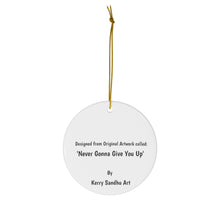 Load image into Gallery viewer, Original artwork front, description on back. Thick high-quality porcelain. 7cm diameter. Comes w/ ribbon by Kerry Sandhu Art