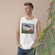 Load image into Gallery viewer, Regular fit sleeveless tank tee is 100% light cotton w/ low & raw (unsewn) armholes by Kerry Sandhu Art. 7 ANZAC designs