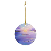 Load image into Gallery viewer, Original artwork front, description on back. Thick high-quality porcelain. 7cm diameter. Comes w/ ribbon by Kerry Sandhu Art