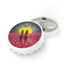 Load image into Gallery viewer, Plastic exterior w/ metallic bottom, magnetic back, 2 different opening mechanisms, matte finish. Art by Kerry Sandhu Art