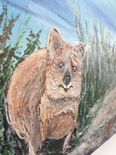 Load image into Gallery viewer, Original painting Quokkas overlooking Pinky's Beach & Bathurst Lighthouse, Rottnest Island, Western Australia by Kerry Sandhu Art