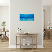 Load image into Gallery viewer, Original painting of sunrays filtering through the blue water and reflecting on the ocean floor by Kerry Sandhu Art
