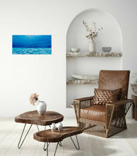 Load image into Gallery viewer, Original painting of sunrays filtering through the blue water and reflecting on the ocean floor by Kerry Sandhu Art