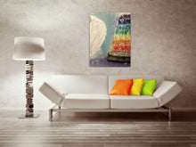 Load image into Gallery viewer, original artwork of white angel wings next to a chakra fountain