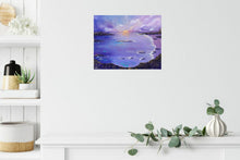 Load image into Gallery viewer, Original painting of a purple sunset over the ocean by Kerry Sandhu Art