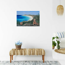Load image into Gallery viewer, Original painting Quokkas overlooking Pinky's Beach & Bathurst Lighthouse, Rottnest Island, Western Australia by Kerry Sandhu Art