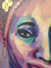Load image into Gallery viewer, Original portrait painting of an African American woman in bold colours by Kerry Sandhu Art