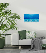 Load image into Gallery viewer, Original painting of sunrays filtering through the blue water and reflecting on the ocean floor by Kerry Sandhu Art