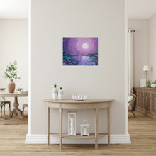 Load image into Gallery viewer, Original painting of a mystical full moon reflecting over water by Kerry Sandhu Art