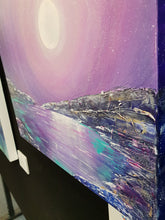 Load image into Gallery viewer, Original painting of a mystical full moon reflecting over water by Kerry Sandhu Art