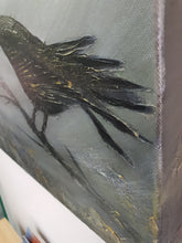 Load image into Gallery viewer, Original painting of a murder of crows flying and perched