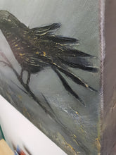 Load image into Gallery viewer, Original painting of a murder of crows flying and perched