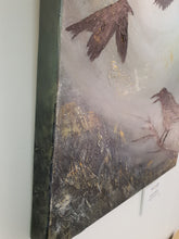 Load image into Gallery viewer, Original painting of a murder of crows flying and perched