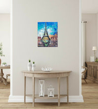 Load image into Gallery viewer, Original impressionistic painting of the Eiffel Tower and it's reflection in water by Kerry Sandhu Art